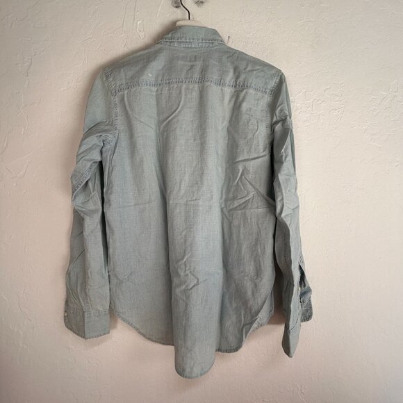 Lauren Ralph Lauren Womens Chambray Long Sleeve Button-Down Shirt Small Pockets - Picture 2 of 8